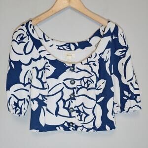 Maeve by Anthropologie Cropped Abstract Floral Amiens Top Sz XS